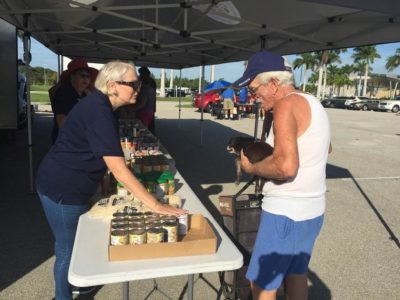 Helping distribute food for veterans