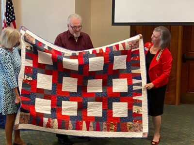 Presenting a Quilt of Valor to a Veteran
